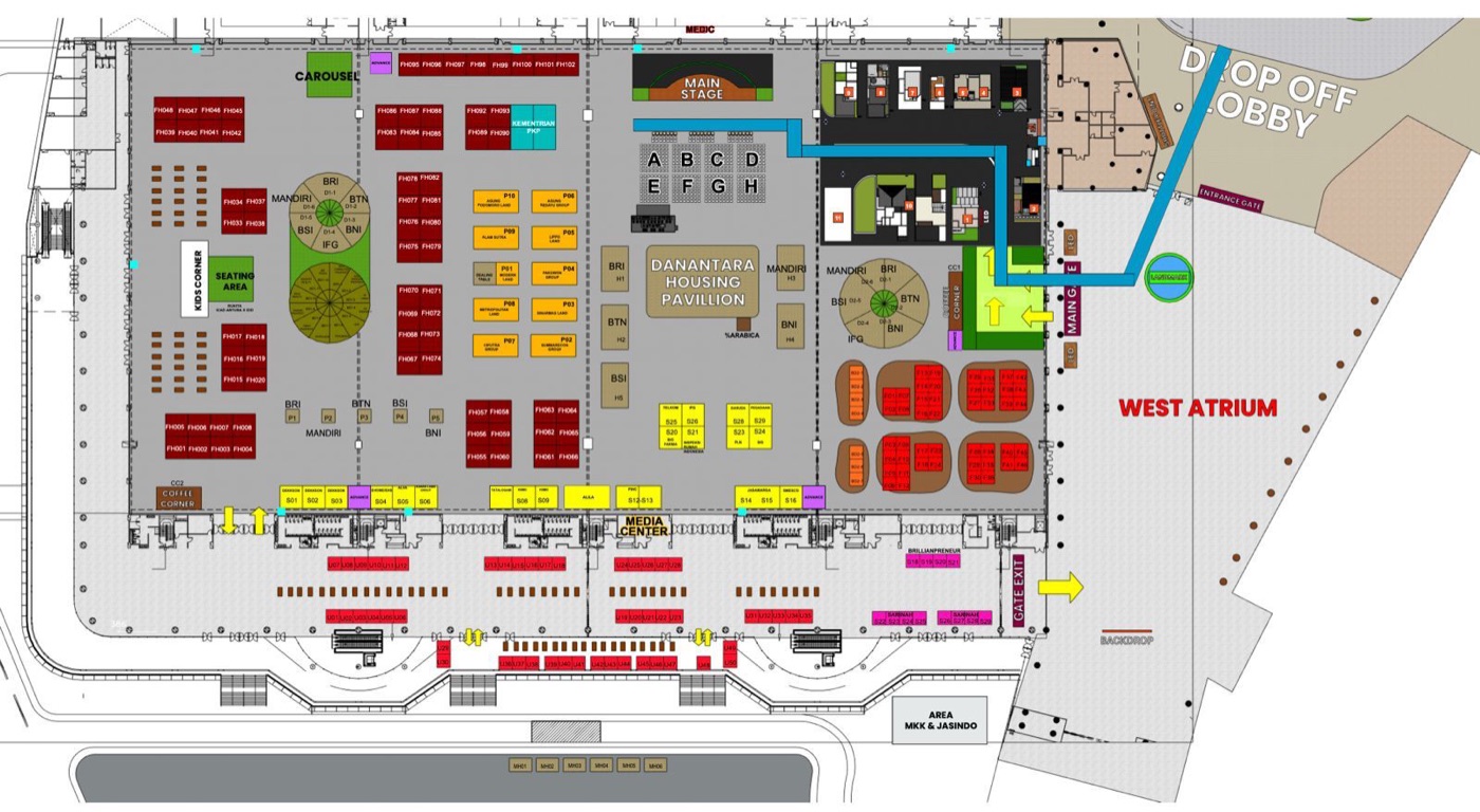 Denah lengkap Danantara Housing Expo dengan booth S05 ditandai